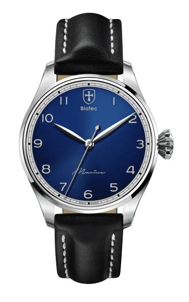 Levně Biatec Marine 01 N - Černý kožený řemínek