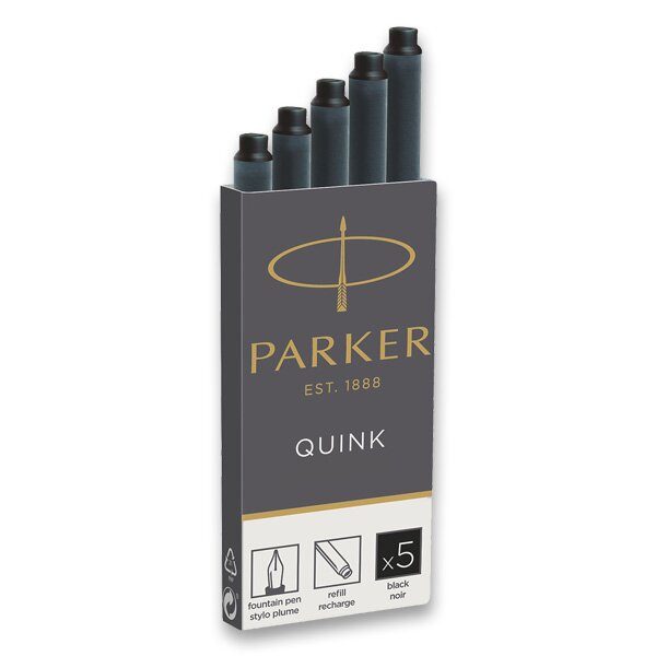 Levně Dlouhé inkoustové bombičky Parker Quink - Inkoustové bombičky Parker černé + 5 let záruka, pojištění a dárek ZDARMA