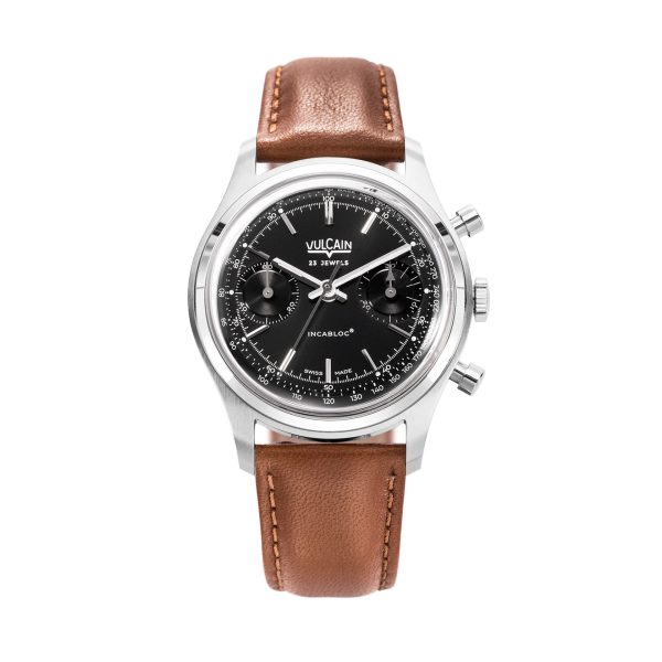 Vulcain Chronograph 70\'s - Black - Brown Plain