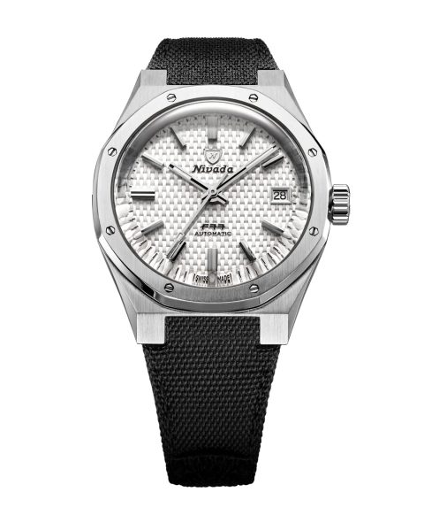 Levně Nivada Grenchen F77 SST White MK2 Date - 38 mm - Velcro Strap