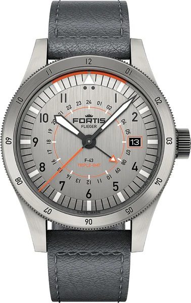 Levně Fortis Flieger F-43 Triple-GMT Titanium Orange COSC F4260003 + 5 let záruka, pojištění a dárek ZDARMA