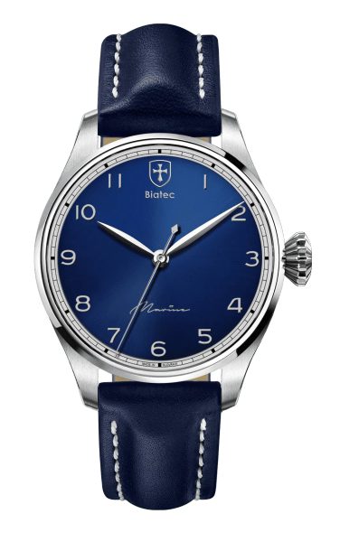 Levně Biatec Marine 01 N - Modrý kožený řemínek