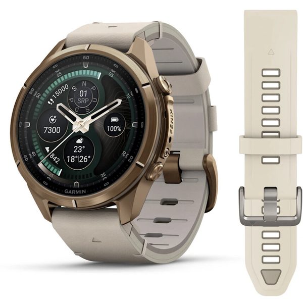 Garmin Fenix® 9 Pro inReach - 43 mm, Autumn Gold Titanium s koženým řemínkem Bone 010-04335-41 + 5 let záruka a dárek ZDARMA