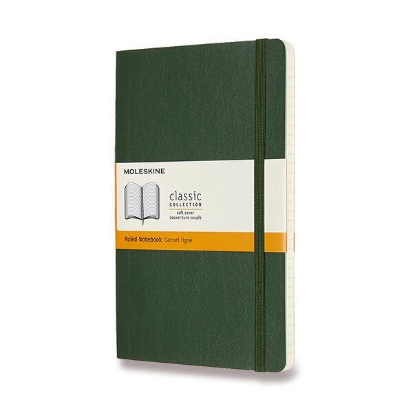 Zápisník Moleskine VÝBĚR BAREV - měkké desky - L, linkovaný 1331/11272 - Zápisník Moleskine - měkké desky tm. zelený + 5 let záruka, pojištění a dárek ZDARMA
