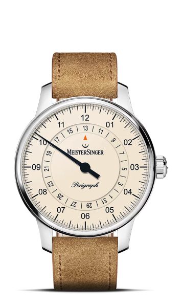 Levně MeisterSinger Perigraph 38mm BM1103 - Semišový řemínek světle hnědé barvy + 5 let záruka, pojištění a dárek ZDARMA