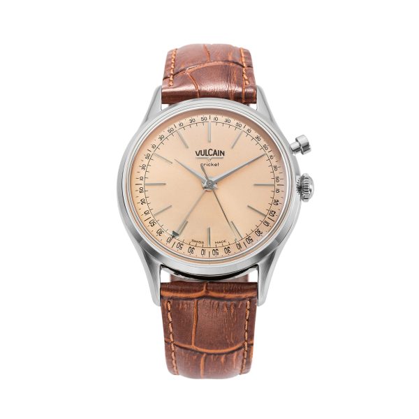 Vulcain Cricket President 36 mm - Pale Salmon - Brown Plain