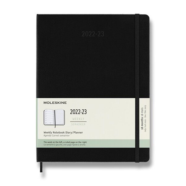 18měsíční diář Moleskine 2022-23 - XL, tvrdé desky - 18měsíční diář Moleskine 2022-23 - tvrdé desky černý + 5 let záruka, pojištění a dárek ZDARMA