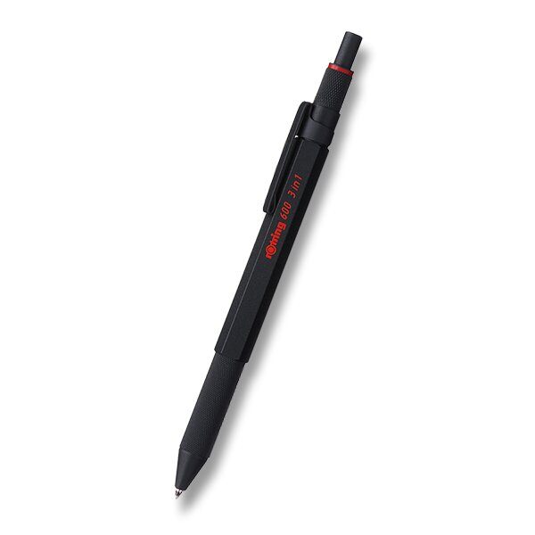 Kuličkové pero Multipen Rotring 600 Black 3v1 - 3 barvy + mechanická tužka 0,5mm 1520/2164108 + 5 let záruka, pojištění a dárek ZDARMA