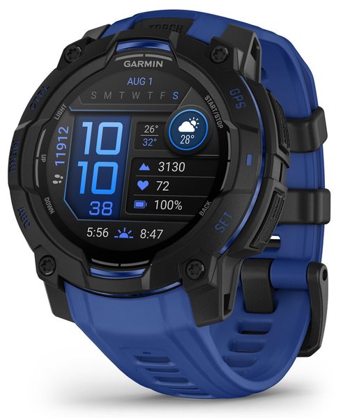 Levně Garmin Instinct® 3 – 45 mm, AMOLED Black s řemínkem Bolt Blue / Black 010-02936-03