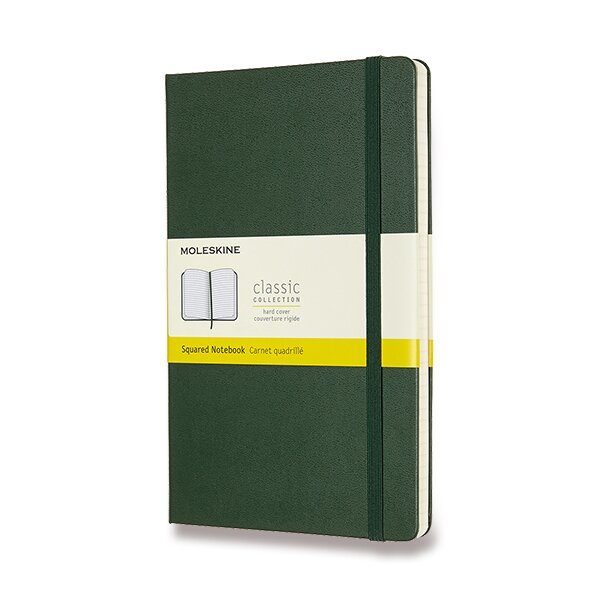 Zápisník Moleskine VÝBĚR BAREV - tvrdé desky - L, čtverečkovaný 1331/11173 - Zápisník Moleskine - tvrdé desky tm. zelený + 5 let záruka, pojištění a dárek ZDARMA