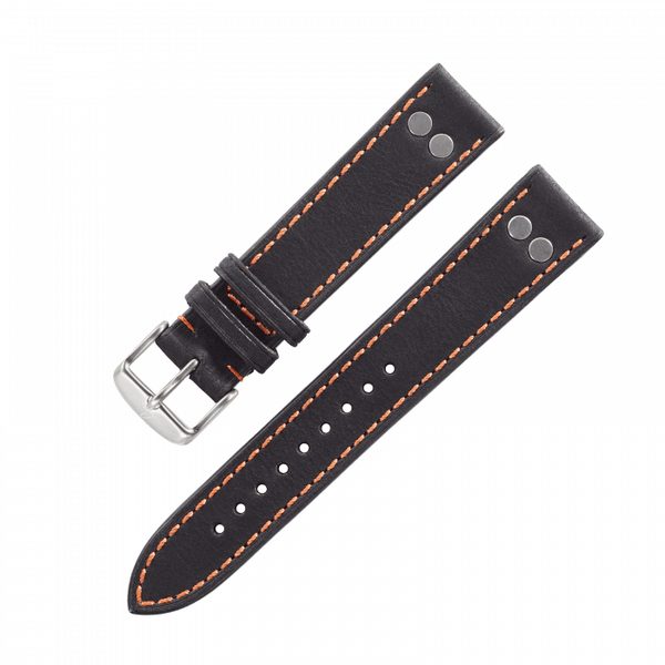 Řemínek Laco Pilot Strap - černá/ oranžová - 18 mm - XL - Prodloužená délka - 16 mm + 5 let záruka, pojištění a dárek ZDARMA