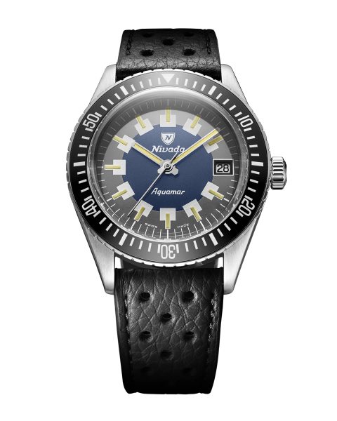 Levně Nivada Grenchen Aquamar Vintage - Black Racing strap
