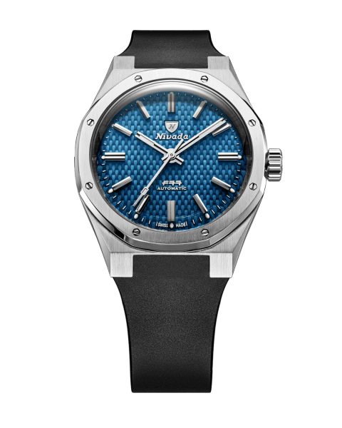 Levně Nivada Grenchen F77 SST Blue MK2 - 38 mm - Black Rubber