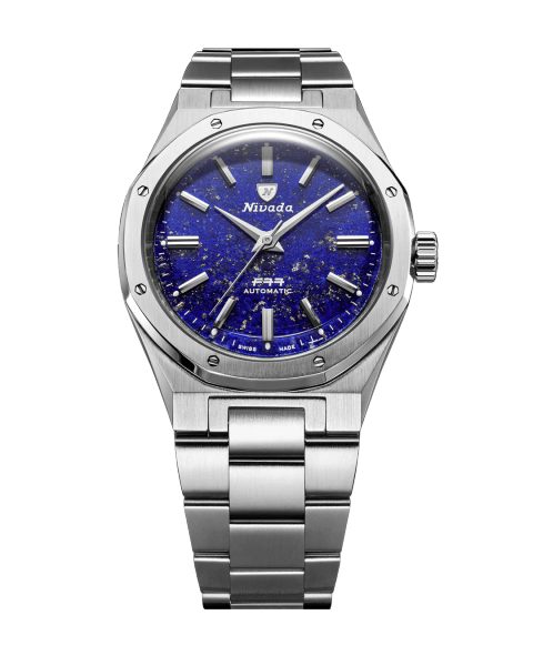 Levně Nivada Grenchen F77 SST Lapis Lazuli MK2 - 38 mm - Stainless Steel Bracelet