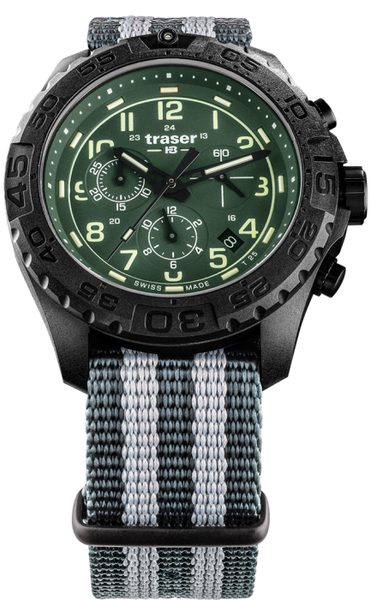 Levně Traser P96 Outdoor Pioneer Evolution Chrono Green nato + 5 let záruka, pojištění a dárek ZDARMA