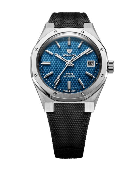 Levně Nivada Grenchen F77 SST Blue MK2 Date - 38 mm - Velcro Strap