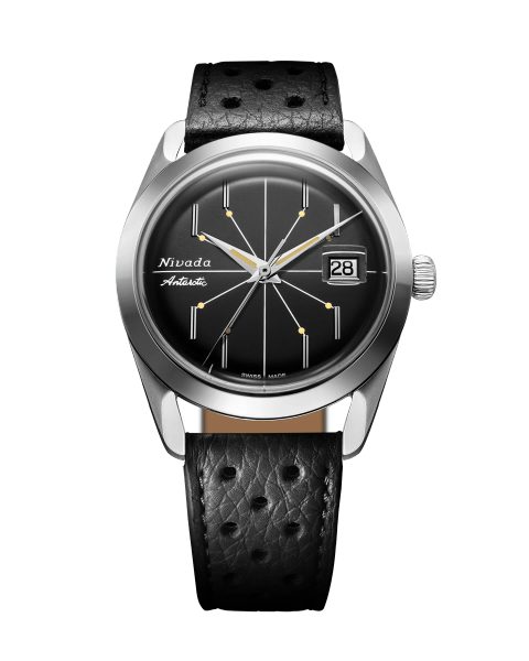 Levně Nivada Grenchen Antarctic Spider Black 38 mm - Black Racing Strap