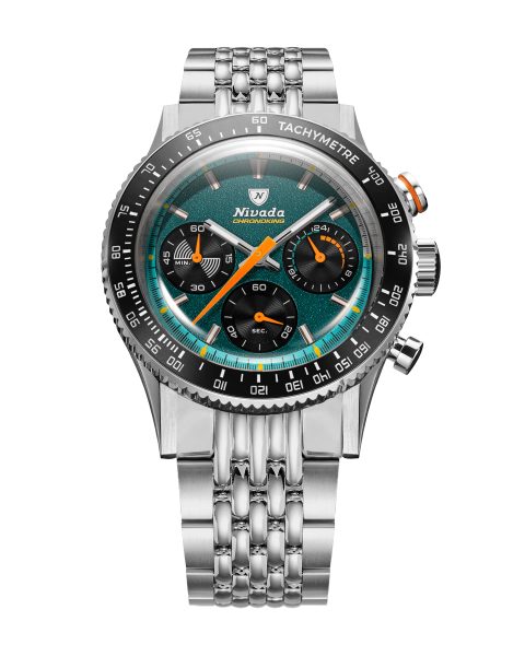 Levně Nivada Grenchen Chronoking Mecaquartz Racing Green - Inter. Bezel - Beads of Rice