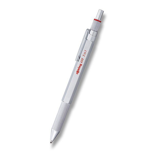 Kuličkové pero Multipen Rotring 600 Silver 3v1 3 barvy + mechanická tužka 0,5mm 1520/2164109 + 5 let záruka, pojištění a dárek ZDARMA
