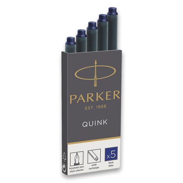 Levně Dlouhé inkoustové bombičky Parker Quink - Inkoustové bombičky Parker modré + 5 let záruka, pojištění a dárek ZDARMA