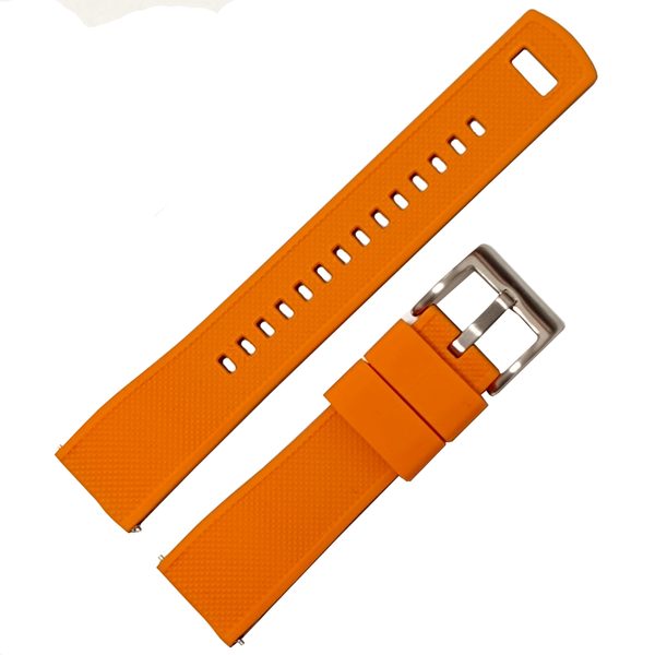 Silikonový řemínek, oranžový/černý se stříbrnou sponou - 22 mm + 5 let záruka, pojištění a dárek ZDARMA