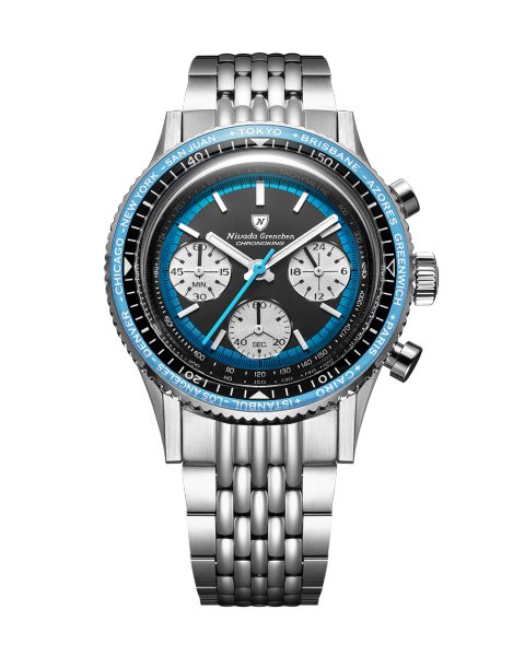 Nivada Grenchen Chronoking Racing Blue - Inter. Bezel - Beads of Rice