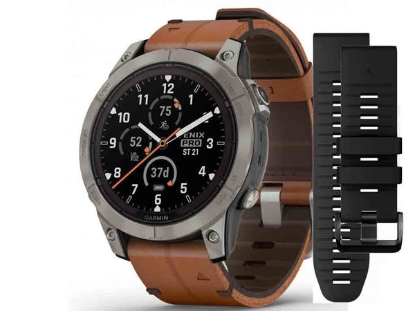 Levně Garmin Fēnix 7 Pro Sapphire Solar Edition Titanium / Brown Leather Band - 010-02777-30 + 5 let záruka, pojištění a dárek ZDARMA