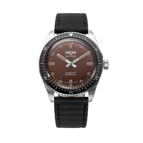 Vulcain Skindiver Nautique Brown - Black Carbon Leather Strap