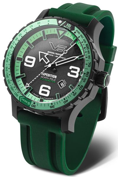 Vostok Europe Expedition North Pole Pulsometer Automatic Line YN55-597C731S - Zelený silikonový řemínek + 5 let záruka, pojištění a dárek ZDARMA