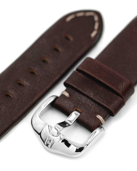 Řemínek Hirsch Ranger pro Apple Watch - hnědý - 20 mm - L – Standardní délka (doporučujeme) - 20 mm - Stříbrná + 5 let záruka a dárek ZDARMA