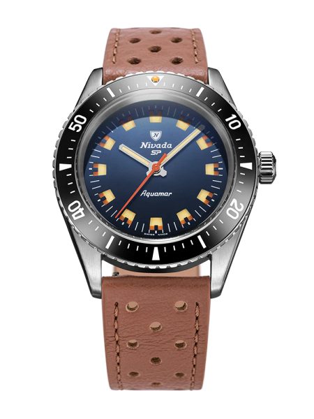 Levně Nivada Grenchen Aquamar Blue - Brown Racing Strap