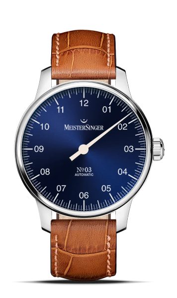 Levně MeisterSinger N°03 38mm BM9908 - Světle hnědý kožený řemínek + 5 let záruka, pojištění a dárek ZDARMA