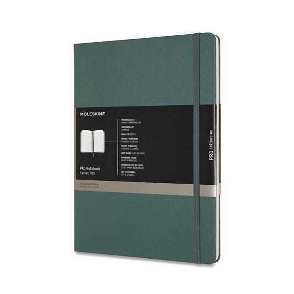 Zápisník Moleskine Professional - tvrdé desky černý, XL - Zápisník Moleskine Professional - tvrdé desky XL, výběr barev tm. zelený