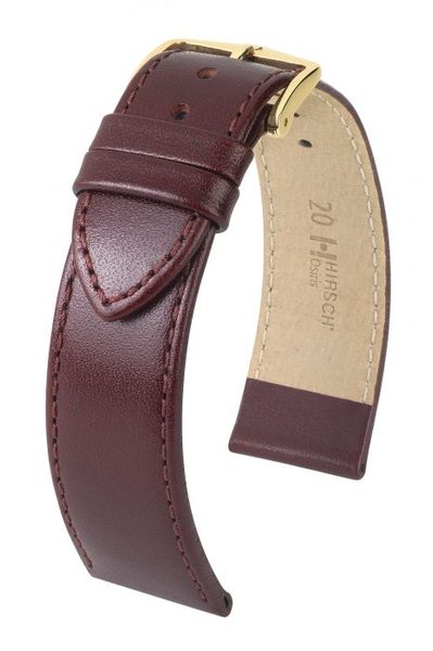 Řemínek Hirsch Osiris - burgundy - 20 mm - L – Standardní délka (doporučujeme) - 18 mm - Zlatá