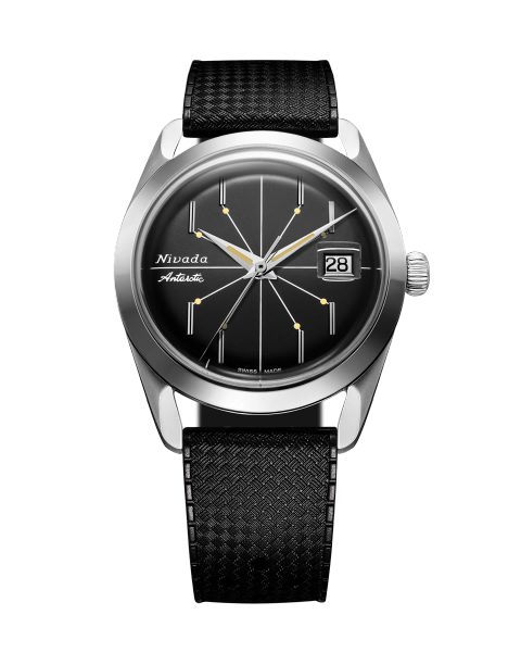Levně Nivada Grenchen Antarctic Spider Black 38 mm - Rubber tropic