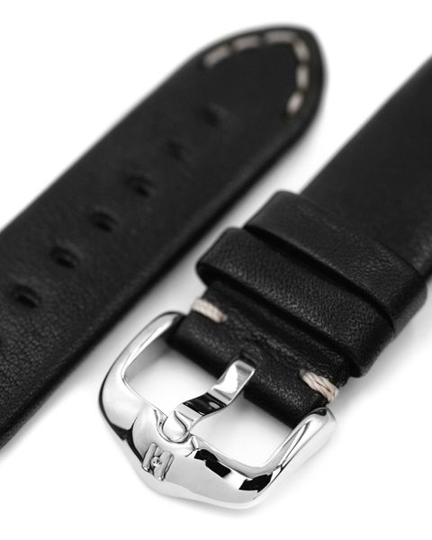 Řemínek Hirsch Ranger pro Apple Watch - černý - 20 mm - L – Standardní délka (doporučujeme) - 20 mm - Stříbrná + 5 let záruka a dárek ZDARMA