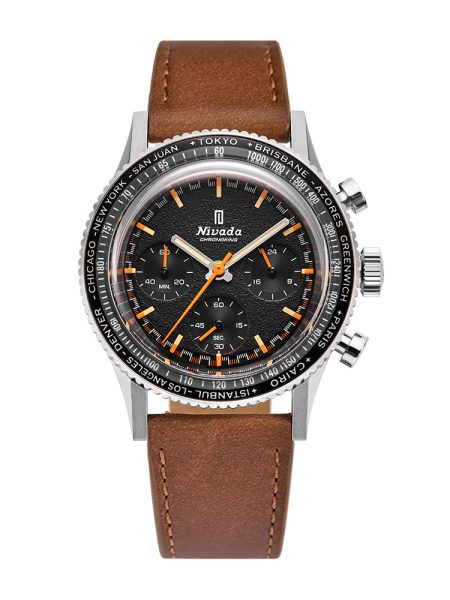 Levně Nivada Grenchen Chronoking Mecaquartz - Inter. Bezel - Brown Leather