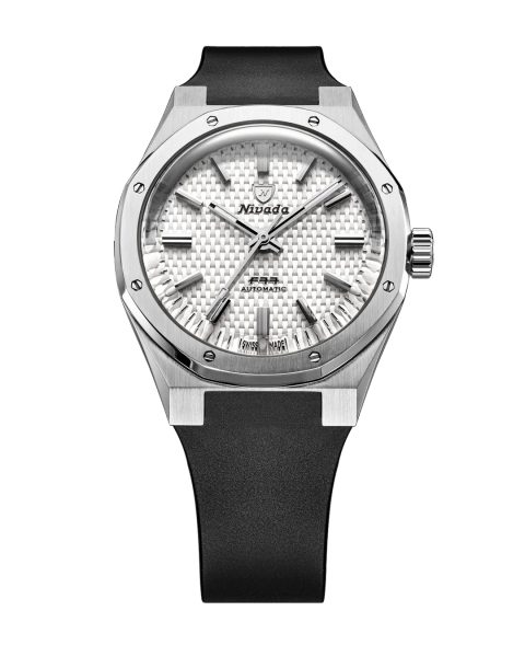 Levně Nivada Grenchen F77 SST White MK2 - 38 mm - Black Rubber
