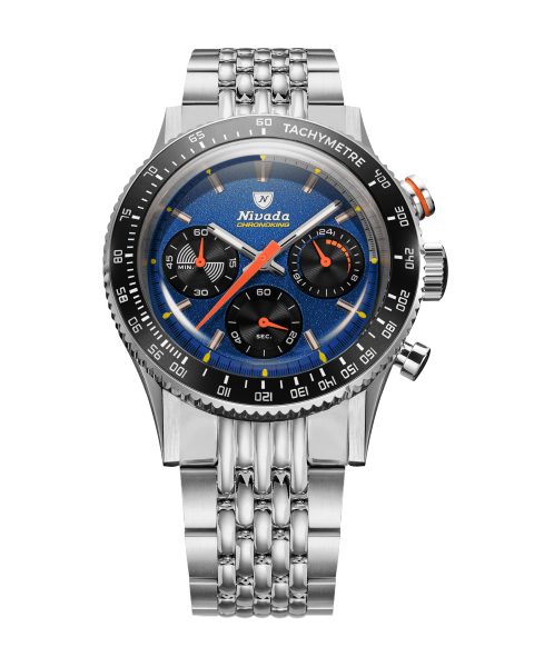 Levně Nivada Grenchen Chronoking Mecaquartz Racing Blue - Inter. Bezel - Beads of Rice