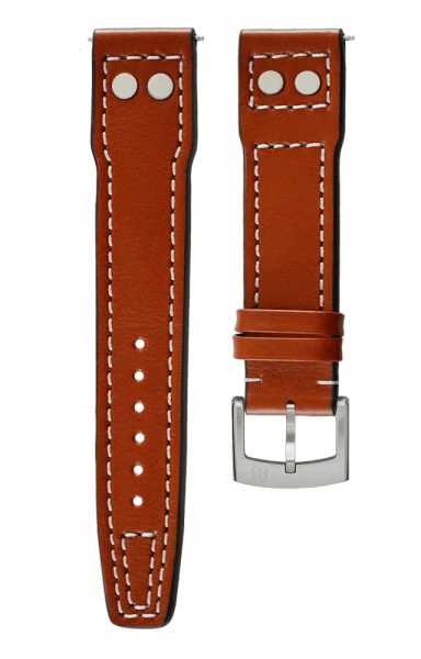 Levně Kožený řemínek Biatec Pilot | Hnědý - 20 mm - Stříbrná