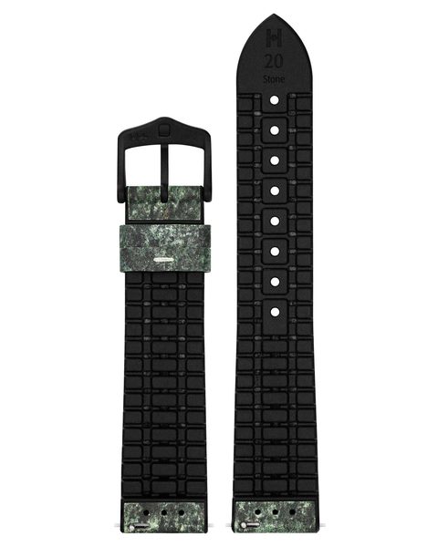 Řemínek Hirsch Stone - zelený - 19 mm - L – Standardní délka (doporučujeme) - 18 mm - Černá - thumb (2)