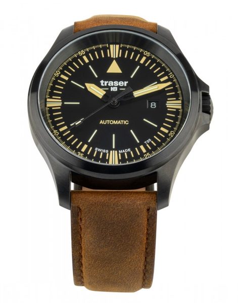 Levně Traser P67 Officer Pro Automatic Black/Yellow Leather + 5 let záruka, pojištění a dárek ZDARMA