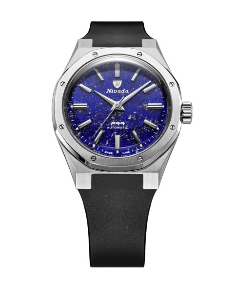 Levně Nivada Grenchen F77 SST Lapis Lazuli MK2 - 38 mm - Black Rubber
