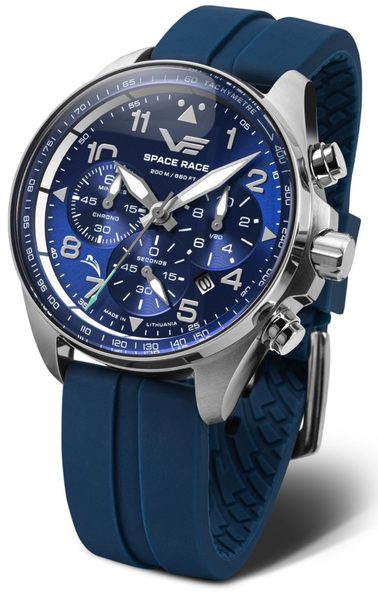 Vostok Europe Space Race Chrono Line 6S20-325A742S - Modrý silikonový řemínek