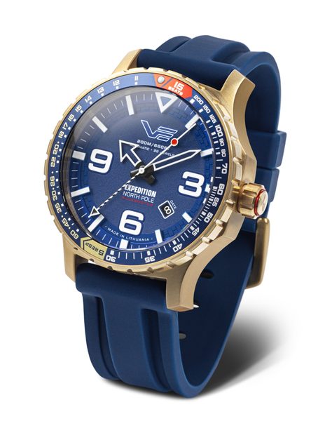 Vostok Europe Expedition North Pole Pulsometer Automatic Line YN55-597B730S - Modrý silikonový řemínek + 5 let záruka, pojištění a dárek ZDARMA