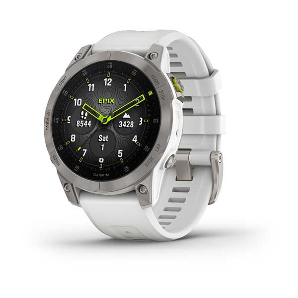 Garmin epix™ 47mm Sapphire, Titan/ White Silicone Band - 010-02582-21