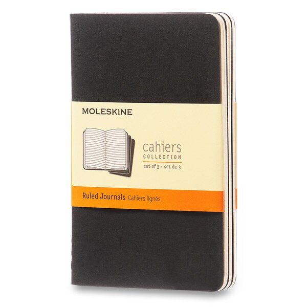 Sešity Moleskine Cahier VÝBĚR BAREV, 3KS - měkké desky - S, linkovaný 1331/22342 - Sešity Moleskine Cahier černý + 5 let záruka, pojištění a dárek ZDARMA