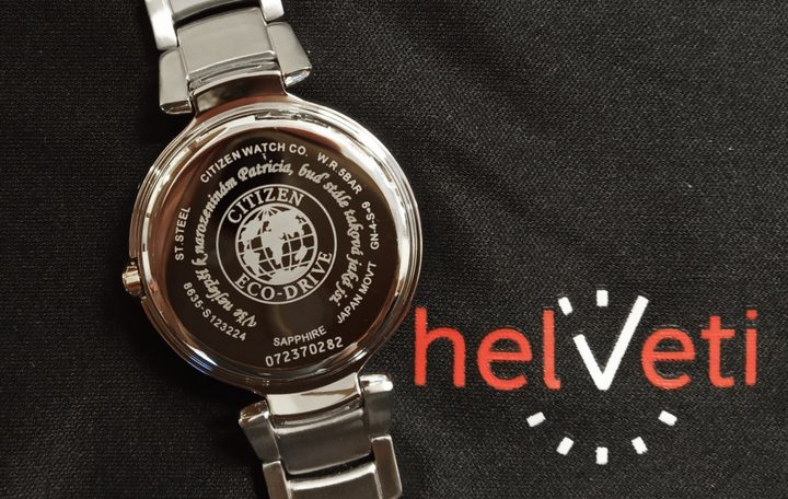 Gravírování z Helveti na dámských hodinkách Citizen