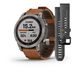 GARMIN FENIX 7 PRO SAPPHIRE SOLAR STYLE TITAN BROWN LEATHER BAND 010-02540-31 - GARMIN - BRANDS
