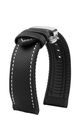RUBBER STRAP WITH SILVER BUTTERFLY BUCKLE - BLACK/WHITE STITCHING - STRAPS - ACCESSORIES
